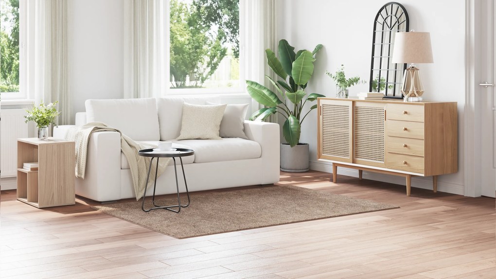 vidaXL Χαλί shaggy  με λατέξ καφέ 140x200 εκ