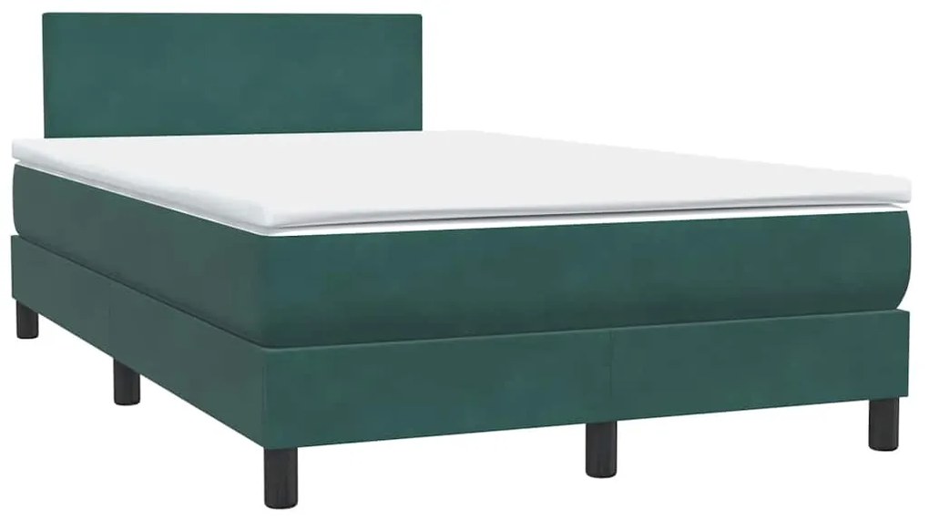 vidaXL Κρεβάτι Boxspring με Στρώμα Σκούρο Πράσινο 120x210εκ. Βελούδινο