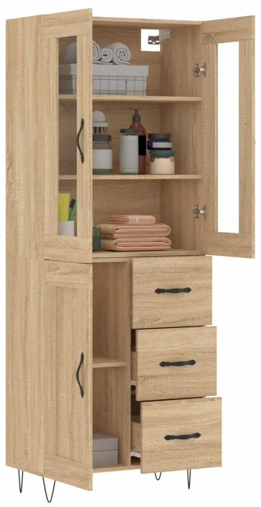 vidaXL Ντουλάπι Sonoma δρυς 69,5 x 34 x 180 εκ. από Επεξεργασμένο Ξύλο