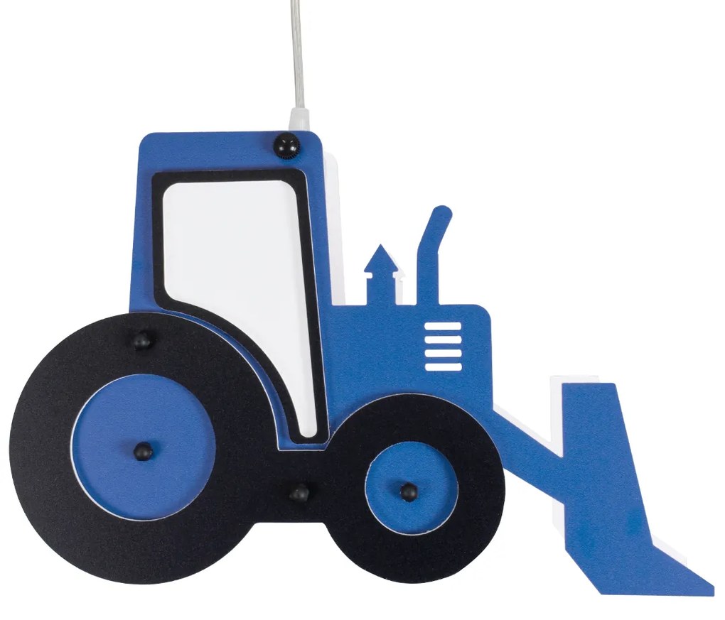 GloboStar® TRACTOR 61580 Μοντέρνο Παιδικό Κρεμαστό Φωτιστικό Οροφής Μονόφωτο 1 x E27 Μπλε PVC Φιγούρα Τρακτέρ-Φαγάνα Μ40 x Π15.5 x Υ26.5cm