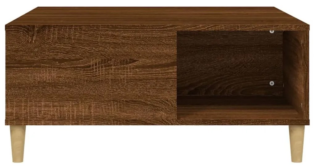 Τραπεζάκι Σαλονιού Καφέ Δρυς 80x80x36,5 εκ. Επεξεργασμένο Ξύλο - Καφέ