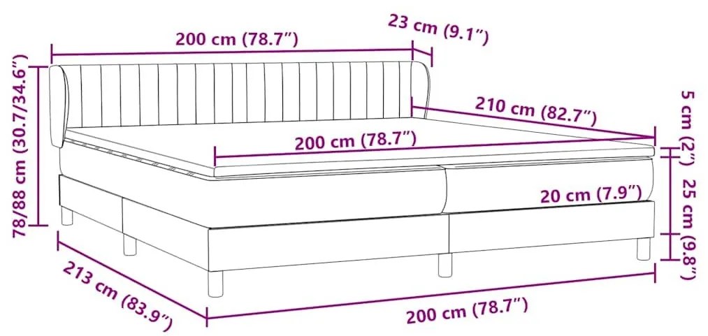 Box Spring Κρεβάτι με στρώματα Σκούρο μπλε 200x210 cm Βελούδινο - Μπλε