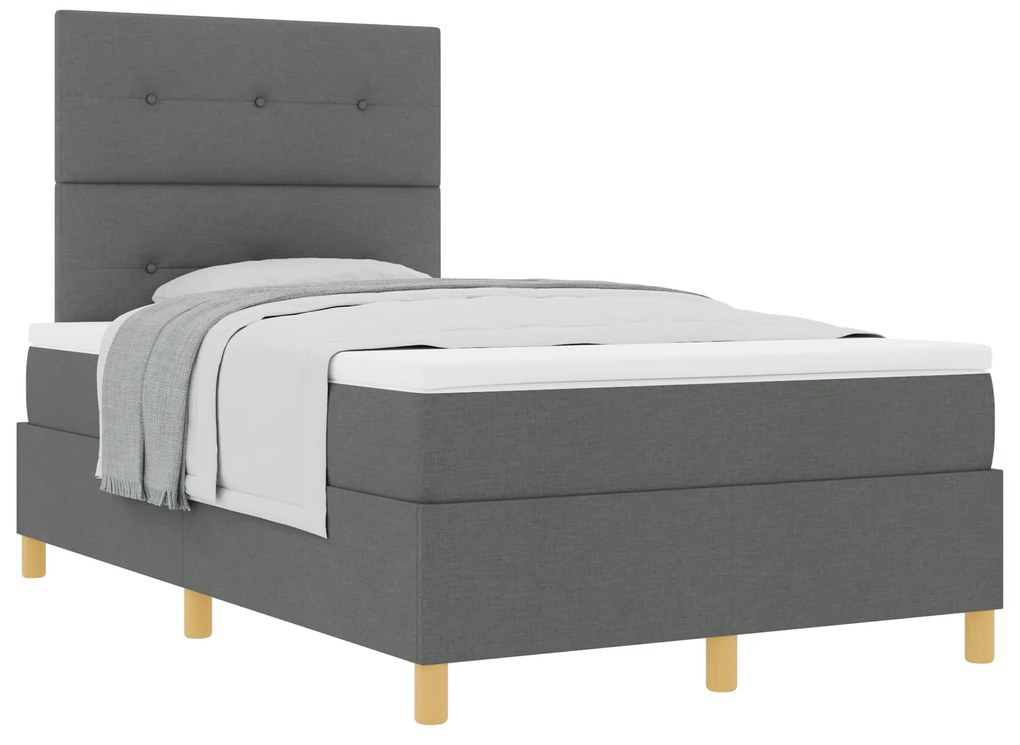vidaXL Κρεβάτι Box Spring με Στρώμα Σκούρο Γκρι 120x200 εκ Ύφασμα