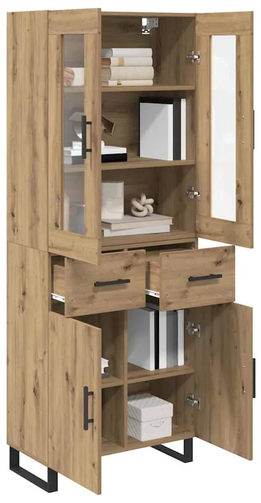 vidaXL Highboard με συρτάρι 2 pcs Artisan Oak Σύνθετο Ξύλο και Γυαλί