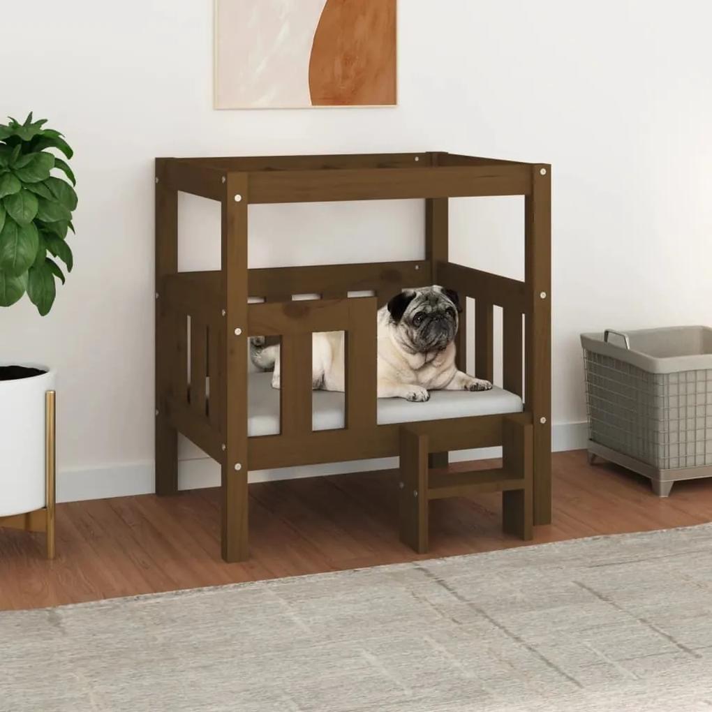 Κρεβάτι Σκύλου Μελί 65,5x43x70 εκ. από Μασίφ Ξύλο Πεύκου - Καφέ