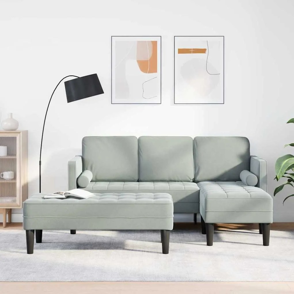 vidaXL Σετ Καναπέ 2 pcs Ανοιχτό γκρι 173 x 131 x 67 εκ Βελούδο