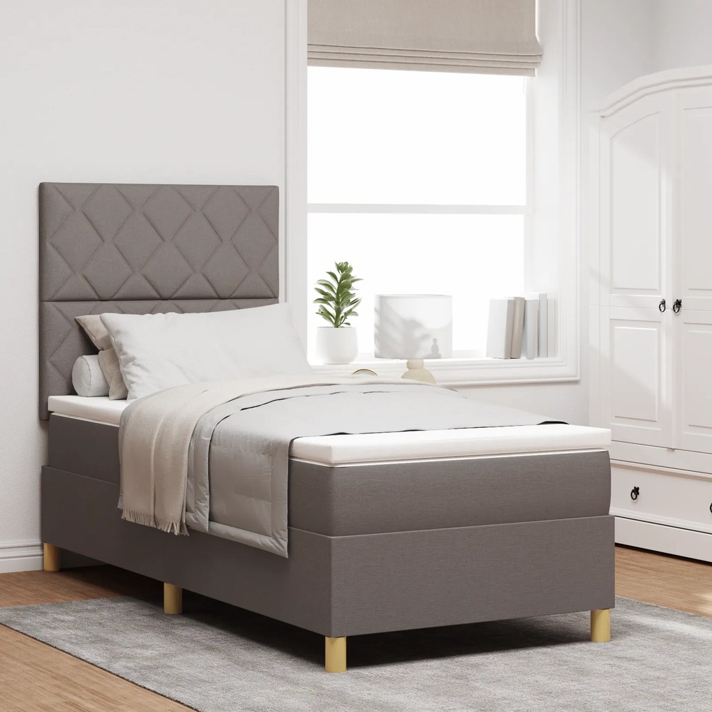 vidaXL Κρεβάτι Box Spring με Στρώμα Ταφ 100x200 εκ. Ύφασμα