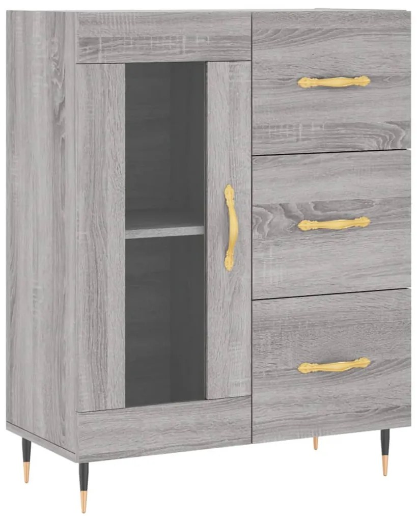 vidaXL Ντουλάπι Γκρι Sonoma 69,5 x 34 x 180 εκ. Επεξεργασμένο Ξύλο