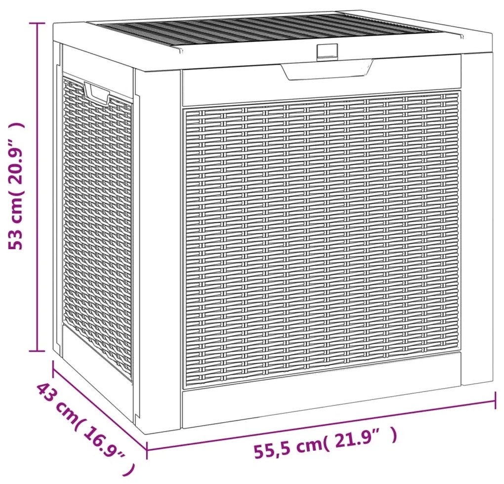 Μπαούλο Αποθήκευσης Κήπου Μαύρο 55,5x43x53 εκ. Πολυπροπυλένιο - Μαύρο