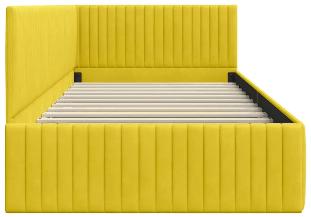 vidaXL Κρεβάτι Γωνίας με κεφαλάρι Κίτρινο 100 x 200 cm Βελούδο