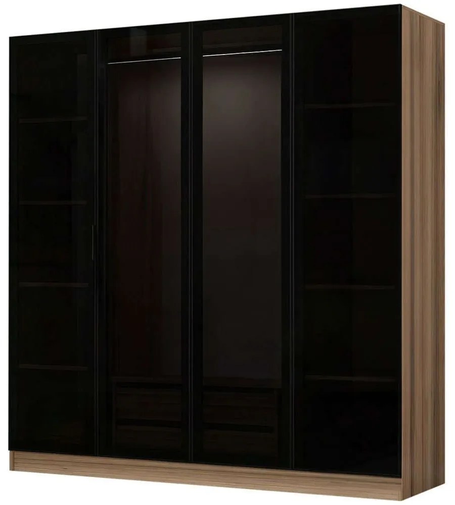Ντουλάπα Τετράφυλλη Kale 506MNR2489 180x52x210cm Oak-Black Four Door