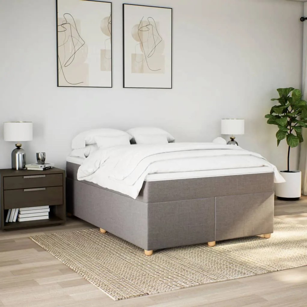 vidaXL Κρεβάτι Boxspring με Στρώμα Taupe 140x200 εκ. Υφασμάτινο