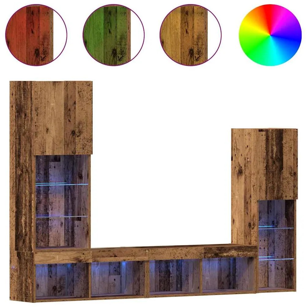 vidaXL Ντουλάπι TV 4 pcs Παλαιό ξύλο 40.5 x 30 x 102 εκ.