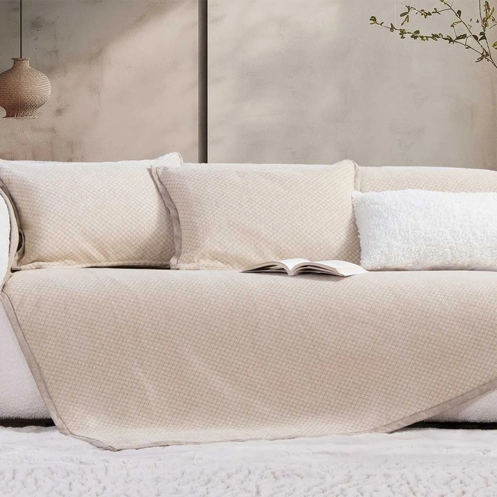 Ριχτάρι Τριθέσιου Καναπέ 2 Όψεων (170x300) Nef-Nef Homeware Brand Ecru