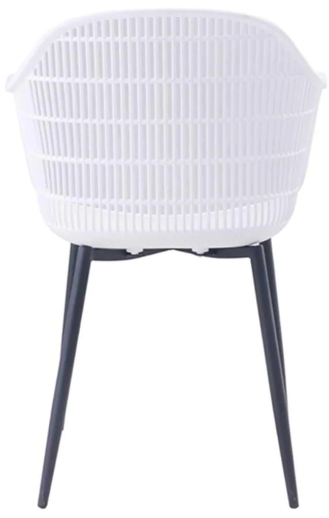 Πολυθρόνα BERRY Μεταλλική Μαύρη/PP-UV Λευκό 58x58x85cm (Σετ 4 ΤΕΜ)