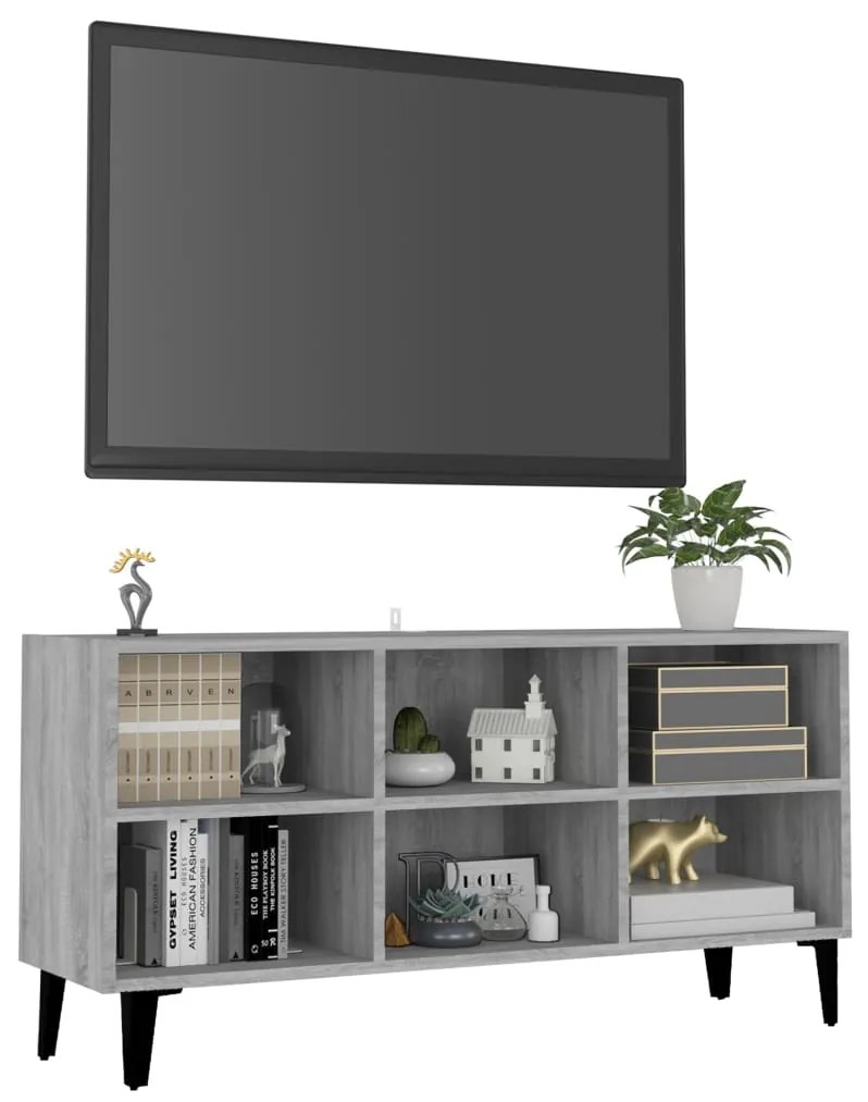 vidaXL Έπιπλο Τηλεόρασης Γκρι 103,5 x 30 x 50 εκ. με Μεταλλικά Πόδια Sonoma