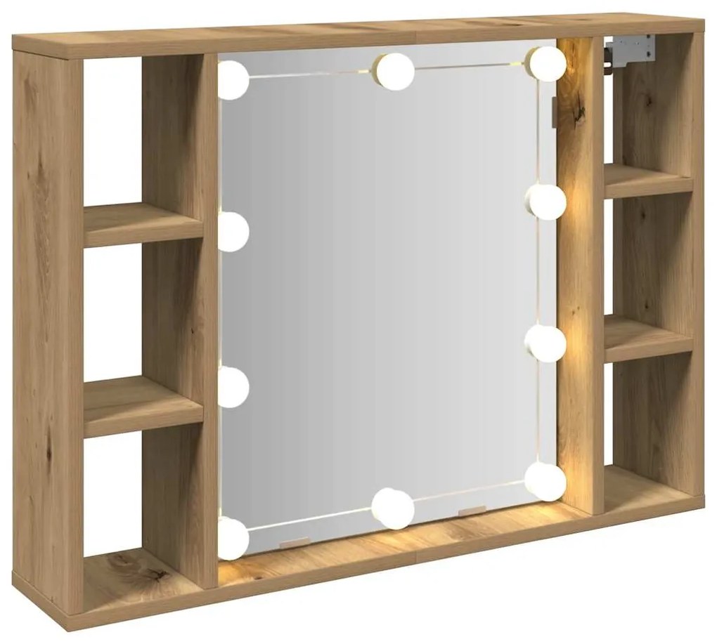 vidaXL Έπιπλο Καθρέπτη με LED Αρτισιανή Δρυς 76x15x55 εκ. Επεξ. Ξύλο