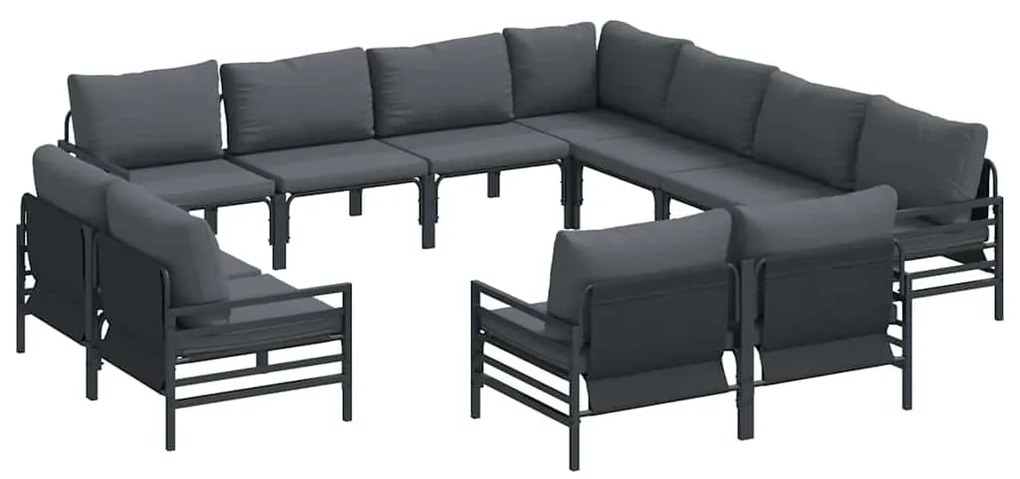 vidaXL Σετ Καναπέ Κήπου 11 pcs Ανθρακί Ατσάλι
