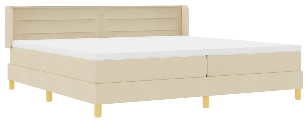 vidaXL Κρεβάτι Box Spring με Στρώμα, Κρεμ, 200 x 200 cm, Υφασμάτινο.