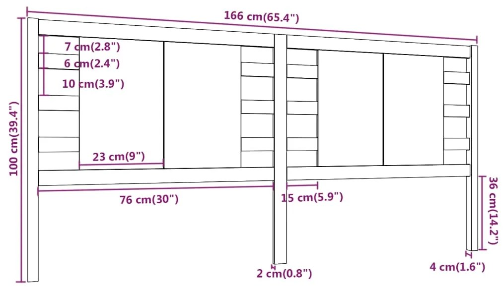 vidaXL Κεφαλάρι Κρεβατιού Γκρι 166 x 4 x 100 εκ. από Μασίφ Ξύλο Πεύκου