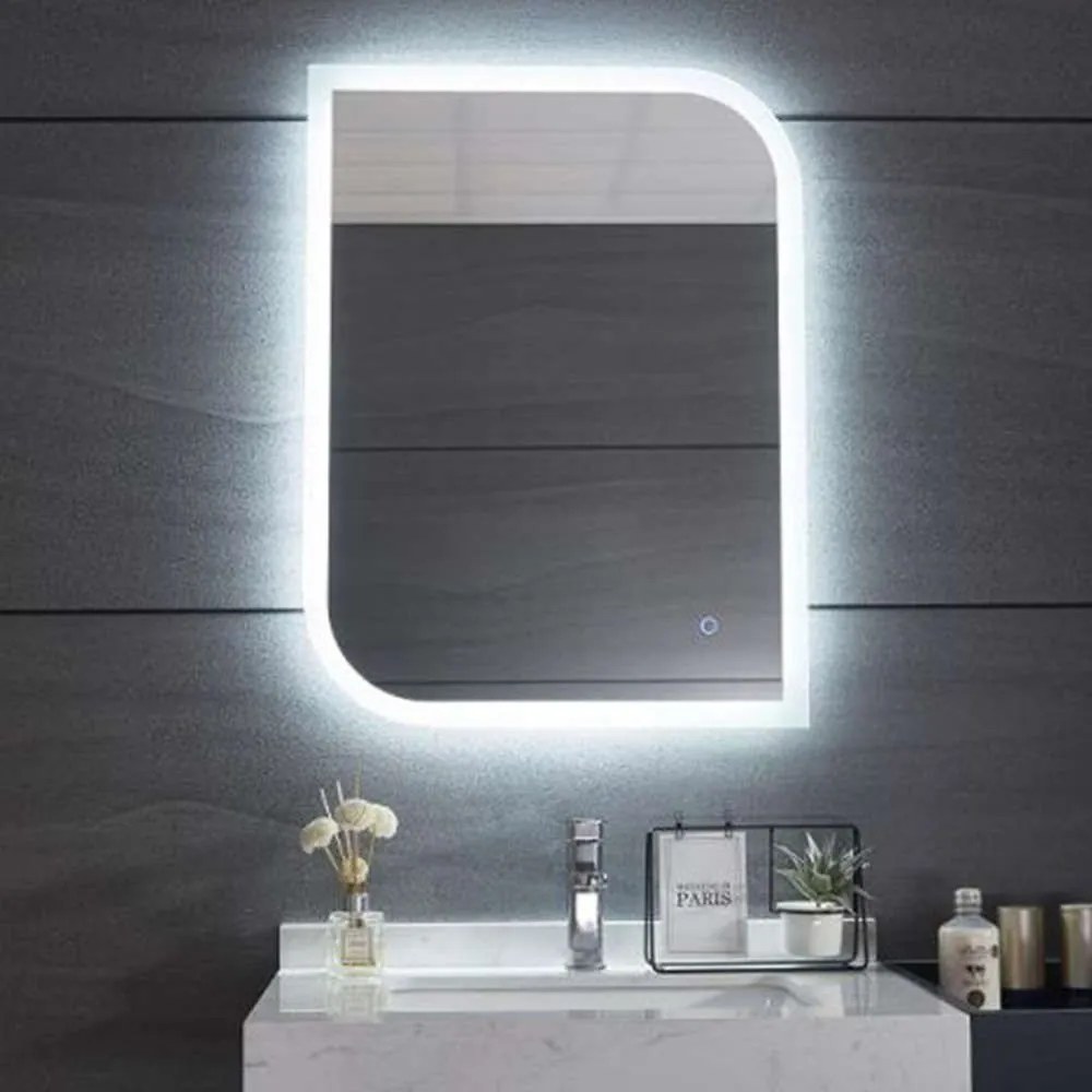 Καθρέπτης Μπάνιου Σκέτος Lola 77-6138 Με Φως Led Touch Led 60x80cm Clear Gloria Glass