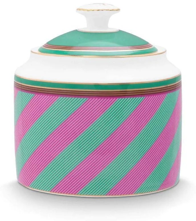ΔΟΧΕΙΟ ΖΑΧΑΡΗΣ 500ml PIP STUDIO - CHIQUE STRIPES PINK-GREEN