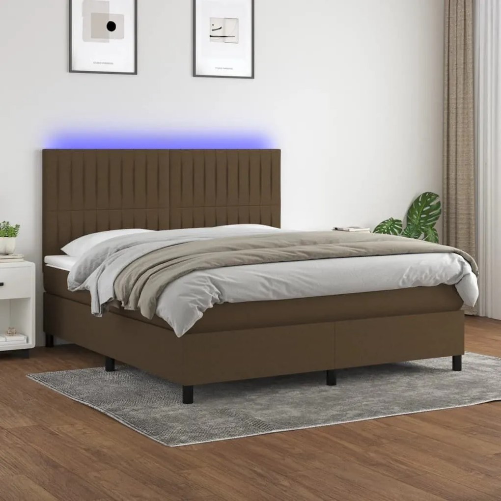 ΚΡΕΒΑΤΙ BOXSPRING ΜΕ ΣΤΡΩΜΑ &amp; LED ΣΚ.ΚΑΦΕ 180X200ΕΚ. ΥΦΑΣΜΑΤΙΝΟ 3135056