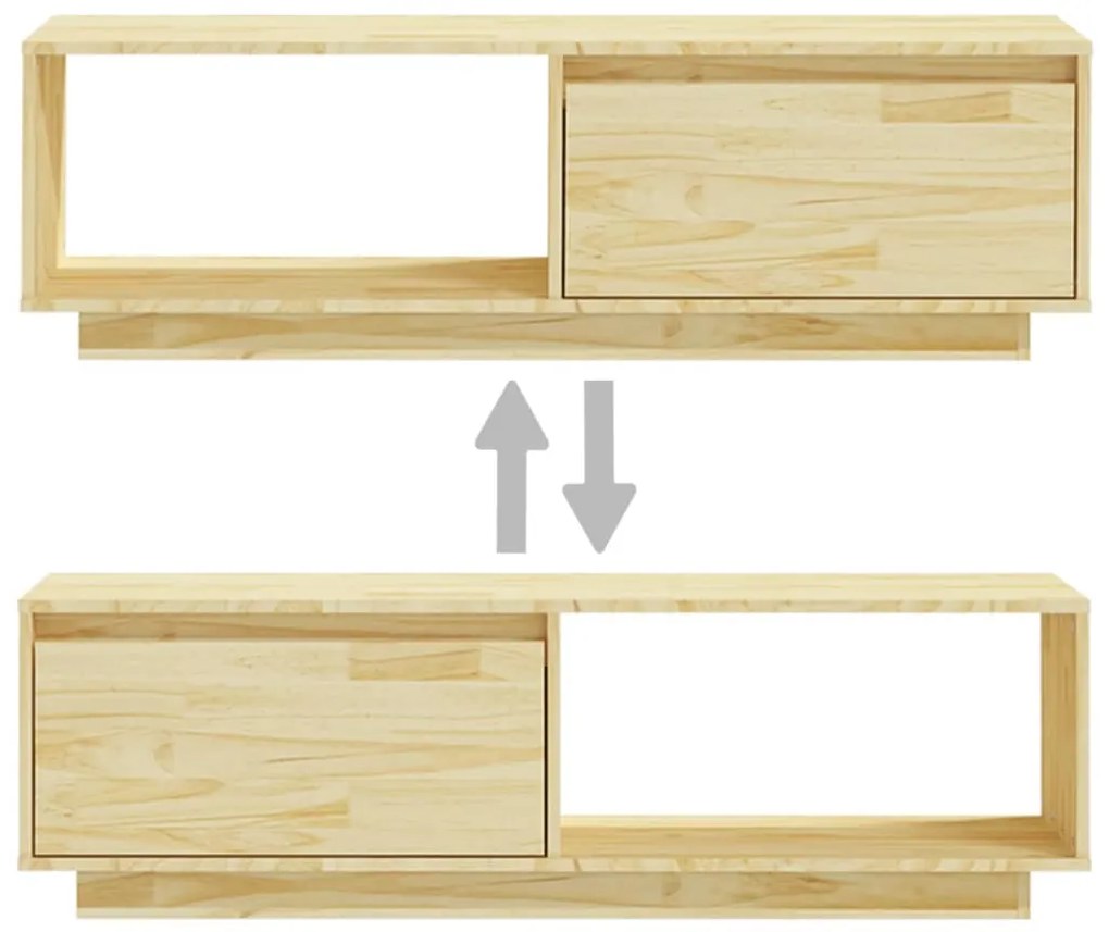 Έπιπλο Τηλεόρασης 110 x 30 x 33,5 εκ. από Μασίφ Ξύλο Πεύκου - Καφέ