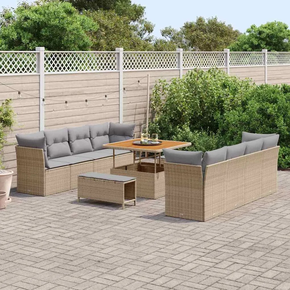vidaXL Σετ Καναπέ Κήπου 11 pcs μπεζ και ανοιχτό γκρι 100 x 100 x 71 cm