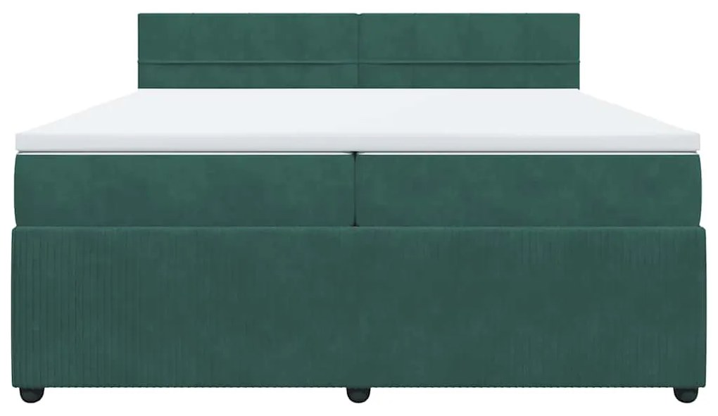 vidaXL Κρεβάτι Boxspring με Στρώμα Σκούρο Πράσινο 200x200εκ. Βελούδινο