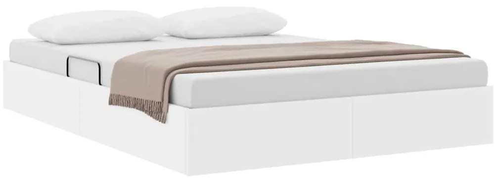 vidaXL Κρεβάτι Αποθήκης Καθαρό Λευκό 140 x 190 cm Τεχνητό δέρμα