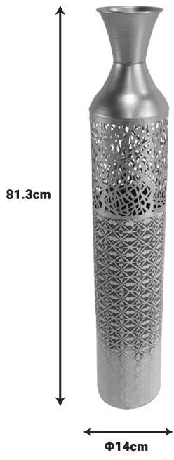 Διακοσμητικό βάζο Waka Inart μέταλλο σε χρυσή, γκρι και λευκή απόχρωση Φ14x81.3εκ 14x14x81.3 εκ.