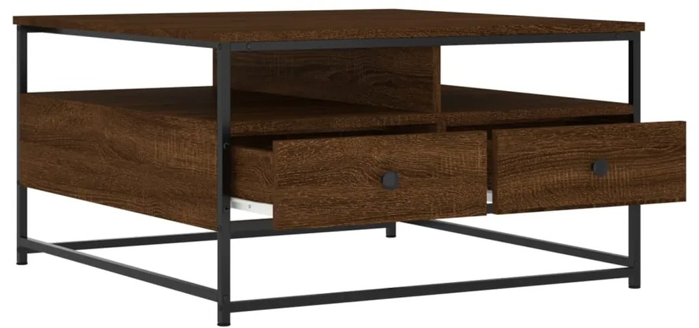 vidaXL Τραπεζάκι Σαλονιού Καφέ Δρυς 80 x 80 x 45 εκ. από Επεξεργ. Ξύλο