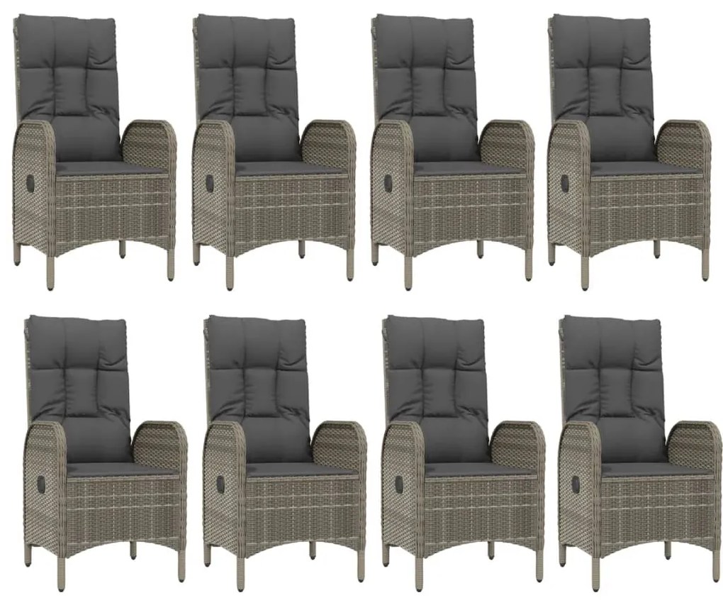 vidaXL Σετ Τραπεζαρίας Κήπου 9 τεμ Μαύρο&amp;Γκρι Συνθ. Ρατάν με Μαξιλάρια