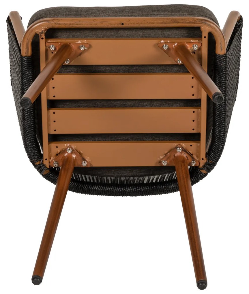 Πολυθρόνα Κήπου LOFOI Μαύρο/Καφέ Αλουμίνιο/Rattan 60x62x81cm - 14840010 - 14840010