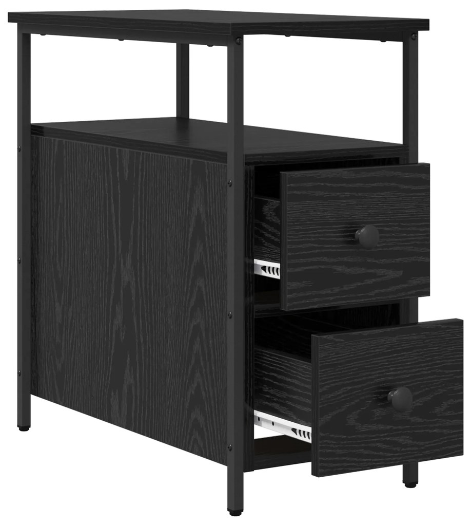vidaXL Κομοδίνο με συρτάρι 2 pcs Μαύρη δρυς 30 x 60 x 60 εκ.