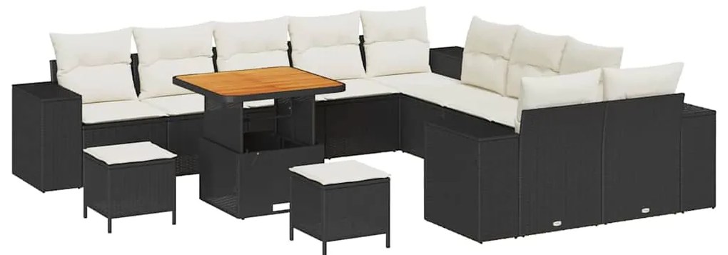 vidaXL Σετ Καναπέ Κήπου Ρυθμιζόμενο ύψος 13 pcs Μαύρο συνθετικό ρατάν