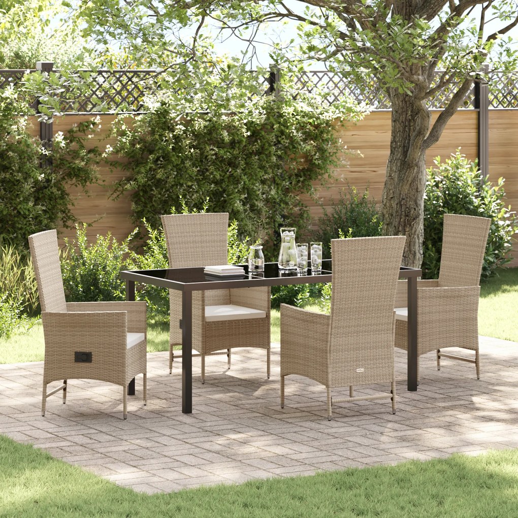 vidaXL Σετ Εξωτερικών Καρεκλών 5 pcs Μπεζ και Κρέμ 160 x 80 x 73 εκ