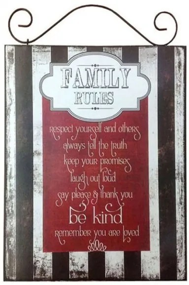 Πινακίδα Ξύλινη 40x36cm Family Rules  Etoile DL-201