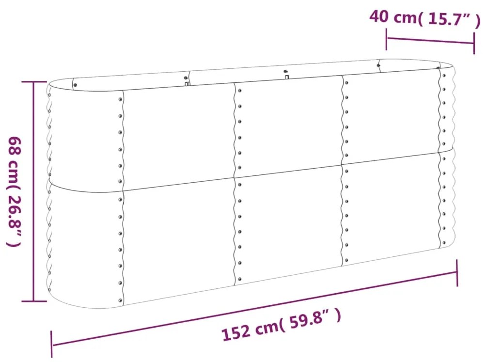 vidaXL Ζαρντινιέρα Ασημί 152x40x68 εκ. Ατσάλι με Ηλεκτρ. Βαφή Πούδρας