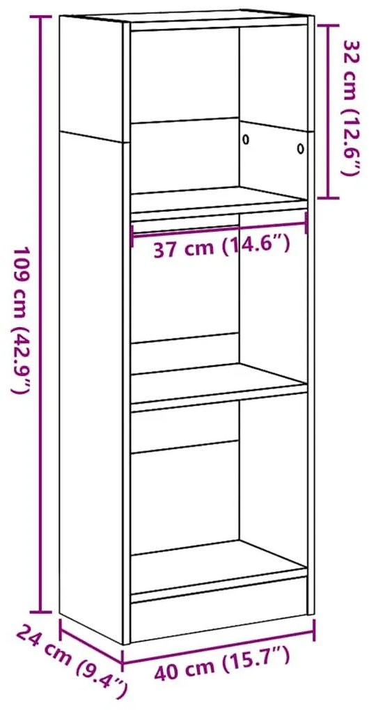 Βιβλιοθήκη Γυαλιστερό Λευκό 40x24x109 εκ. Επεξεργασμένο Ξύλο - Λευκό