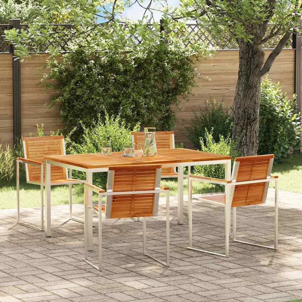 vidaXL Σέτ φαγητού για κήπο 5 pcs Συμπαγές Ξύλο Τικ