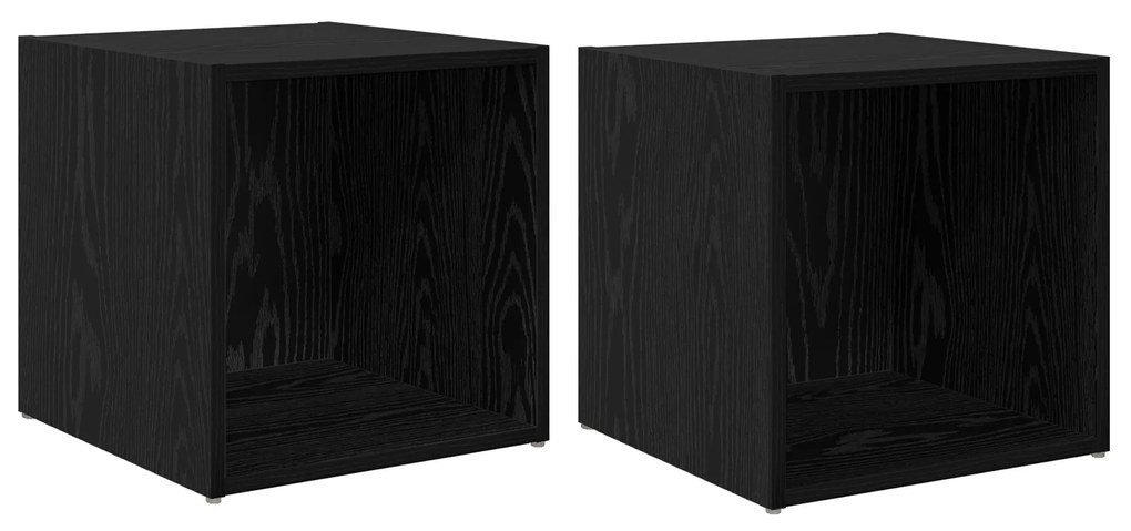 vidaXL Ντουλάπι TV 2 pcs Μαύρο 37 x 35 x 37 εκ Επεξεργασμένο ξύλο