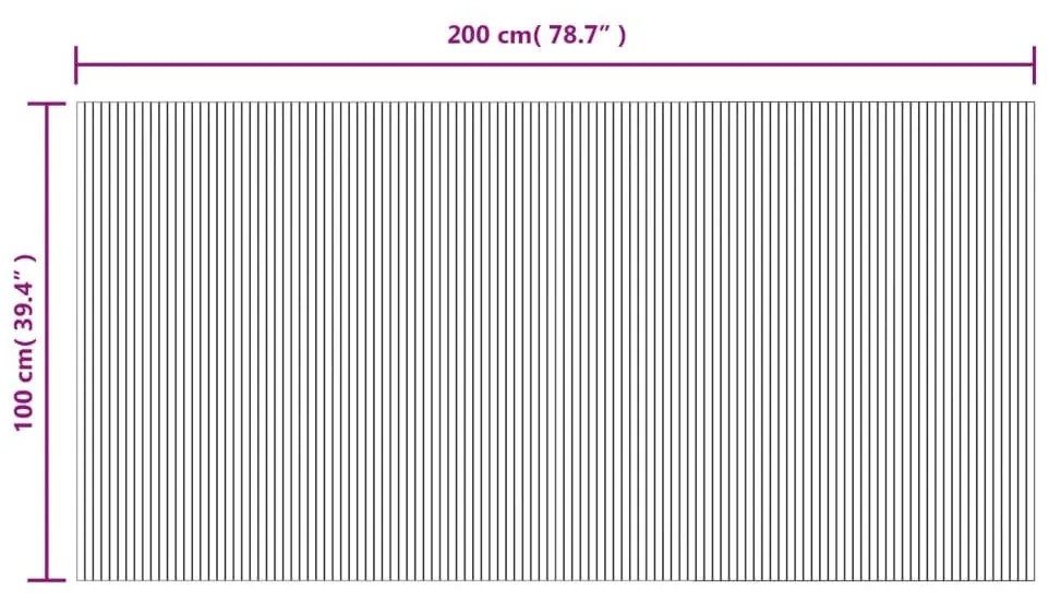 Χαλί Ορθογώνιο Μαύρο 100 x 200 εκ. Μπαμπού - Μαύρο