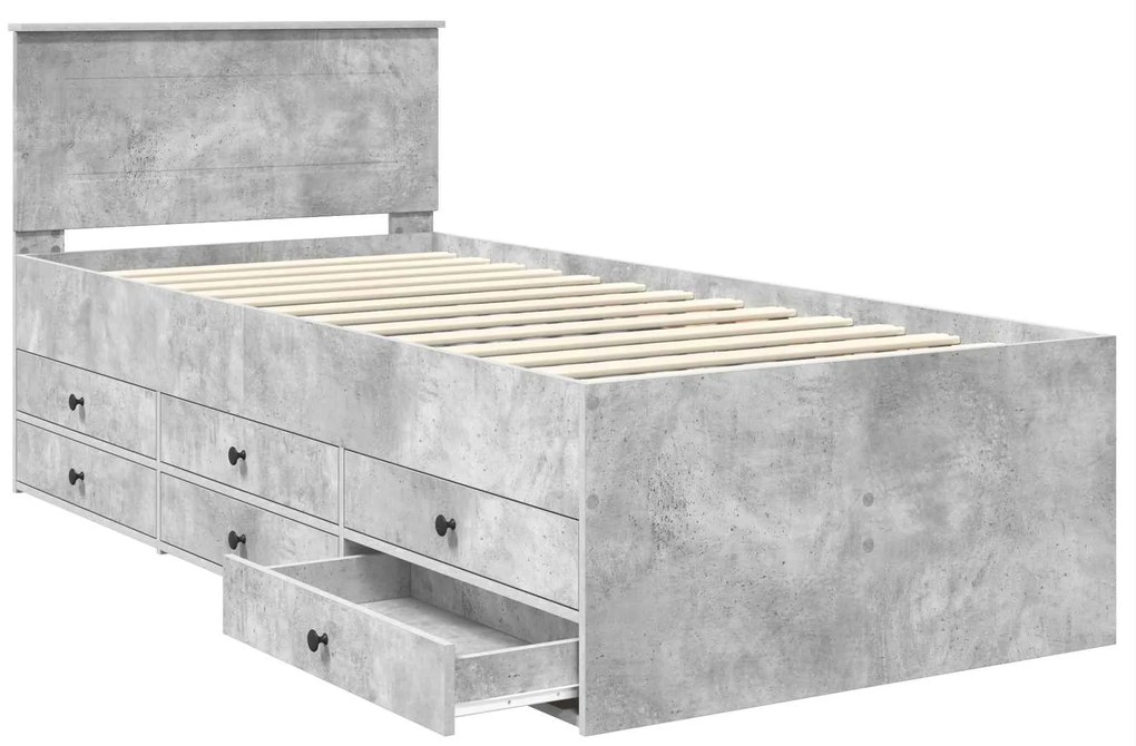 vidaXL Καναπές Κρεβάτι με συρτάρι Σκυρόδεμα Γκρι και Μαύρο 90 x 190 cm