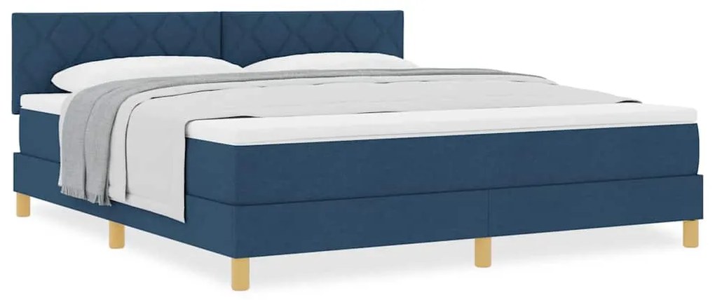 vidaXL Κρεβάτι box spring με στρώμα με στρώμα Μπλε 180 x 200 cm ύφασμα