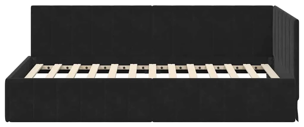 vidaXL Κρεβάτι Γωνίας με κεφαλάρι Μαύρο 90 x 200 cm Βελούδο