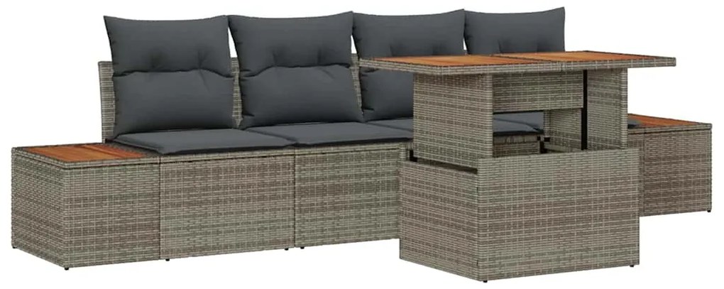 vidaXL Σέτ φαγητού για κήπο 5 pcs Γκρι, Καφέ 100 x 55 x 73 εκ