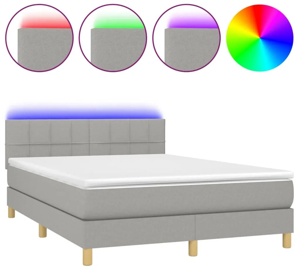 ΚΡΕΒΑΤΙ BOXSPRING ΜΕ ΣΤΡΩΜΑ &amp; LED ΑΝ.ΓΚΡΙ 140X190ΕΚ. ΥΦΑΣΜΑΤΙΝΟ 3133709