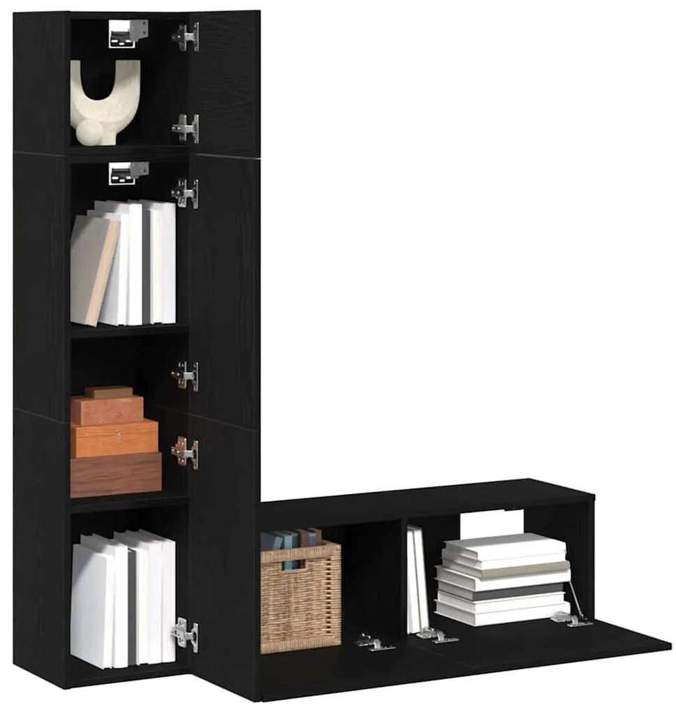 vidaXL Σετ επίπλου τηλεόρασης 4 pcs Μαύρη Οξυά 130,5 x 30 x 140 εκ